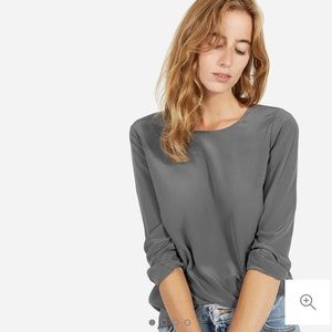 Everlane The Silk Long-Sleeve Tee, Grey, Small